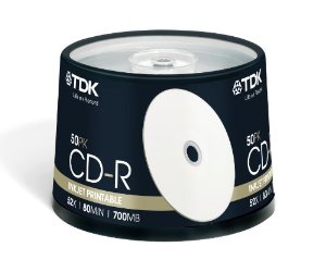  CD-R 700Mb 52x Printable Cake Box 50/ t19514 TDK